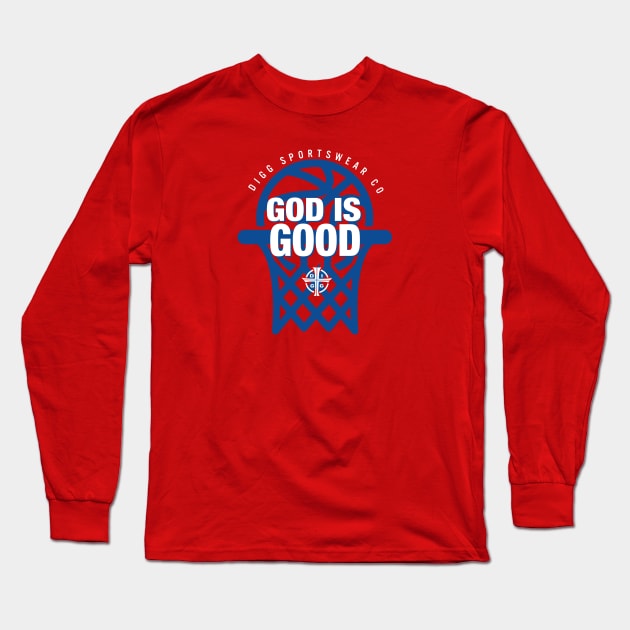 GOD IS GOOD (RED & BLUE) Long Sleeve T-Shirt by diggapparel